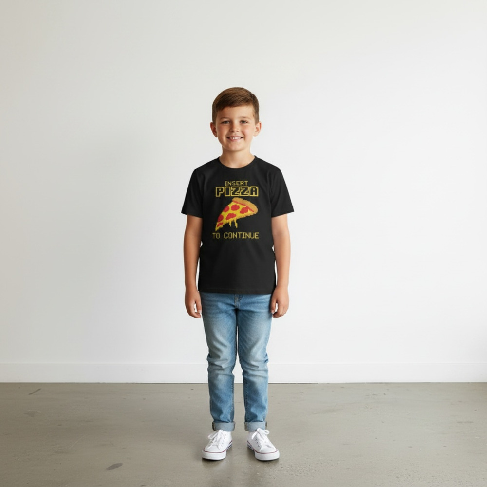 Insert Pizza To Continue Gamer Graphic T-Shirt Black